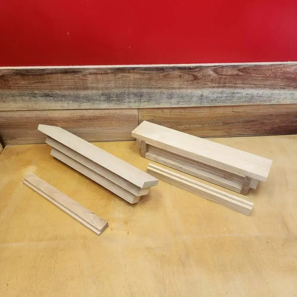 Custom Wooden Unfinished Pair of Shelves with French Cleat